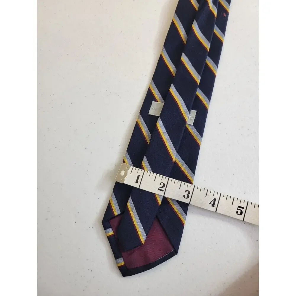 Jsaco Neck Tie Black Gray Striped Wool Blend Made in Italy Classic Business Work